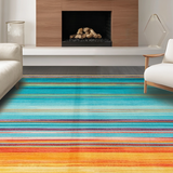 Ultra Soft Area Rug, Non Slip, Stain Resistant, Washable Area Rugs for Living Room, Bedroom, Rustic Textured Color Block(Blue)