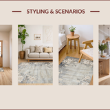 Ultra Soft Area Rug, Non Slip, Stain Resistant, Washable Area Rugs for Living Room, Bedroom, Eclectic Earthy Floral Arrangement(Gray)