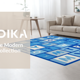 Ultra Soft Area Rug, Non Slip, Stain Resistant, Washable Area Rugs for Living Room, Bedroom, Bright Playful Typography Theme(Blue)