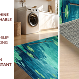 Ultra Soft Area Rug, Non Slip, Stain Resistant, Washable Area Rugs for Living Room, Bedroom, Vibrant Aqua and Green Whimsy(Blue)