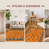 Ultra Soft Area Rug, Non Slip, Stain Resistant, Washable Area Rugs for Living Room, Bedroom, Lively Orange and White Fusion(Orange)