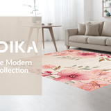 Ultra Soft Area Rug, Non Slip, Stain Resistant, Washable Area Rugs for Living Room, Bedroom, Charming Abstract Floral Motif(Ivory)