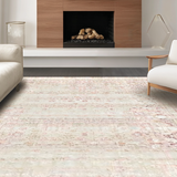 Ultra Soft Area Rug, Non Slip, Stain Resistant, Washable Area Rugs for Living Room, Bedroom, Neutral Light Boho Pattern(Pink)
