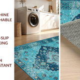 Ultra Soft Area Rug, Non Slip, Stain Resistant, Washable Area Rugs for Living Room, Bedroom, Rustic Ocean-Inspired Motif(Blue)