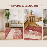 Ultra Soft Area Rug, Non Slip, Stain Resistant, Washable Area Rugs for Living Room, Bedroom, Vibrant Retro Patterned Elegance(Red)