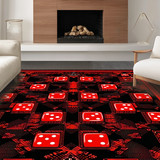 Ultra Soft Area Rug, Non Slip, Stain Resistant, Washable Area Rugs for Living Room, Bedroom, Whimsical Dice-Themed Visual Statement(Red)