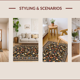 Ultra Soft Area Rug, Non Slip, Stain Resistant, Washable Area Rugs for Living Room, Bedroom, Traditional Floral Entryway Non-Shedding Rug(Black)