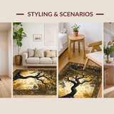Ultra Soft Area Rug, Non Slip, Stain Resistant, Washable Area Rugs for Living Room, Bedroom, Modern Symbolic Nature Design(Gold)