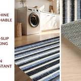 Ultra Soft Area Rug, Non Slip, Stain Resistant, Washable Area Rugs for Living Room, Bedroom, Black and White Striped Festive Decor(Blue)
