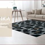 Ultra Soft Area Rug, Non Slip, Stain Resistant, Washable Area Rugs for Living Room, Bedroom, Contemporary Animal Print Bedroom Rug for Minimalist Decor(Black)