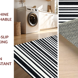 Ultra Soft Area Rug, Non Slip, Stain Resistant, Washable Area Rugs for Living Room, Bedroom, Absorbent Black and White Stripe Rug for Patios(Black)