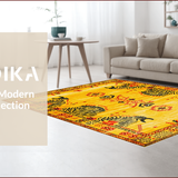 Ultra Soft Area Rug, Non Slip, Stain Resistant, Washable Area Rugs for Living Room, Bedroom, Eclectic Vintage Ethnic Motif(Yellow)