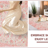 Ultra Soft Area Rug, Non Slip, Stain Resistant, Washable Area Rugs for Living Room, Bedroom, Soft Neutral Toned Organic Patterns(Pink)