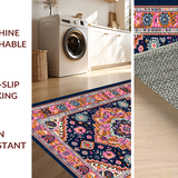 Ultra Soft Area Rug, Non Slip, Stain Resistant, Washable Area Rugs for Living Room, Bedroom, Serene Earthy Tones with Linear Patterns(Blue)