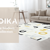 Ultra Soft Area Rug, Non Slip, Stain Resistant, Washable Area Rugs for Living Room, Bedroom, Contemporary Soft Circular Lettered Aesthetic(White)