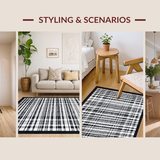 Ultra Soft Area Rug, Non Slip, Stain Resistant, Washable Area Rugs for Living Room, Bedroom, Modern Stripe Area Rug(Black)