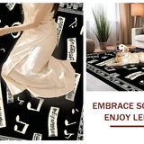 Ultra Soft Area Rug, Non Slip, Stain Resistant, Washable Area Rugs for Living Room, Bedroom, Chic Black and White Musical Aesthetics(Black)