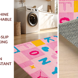 Ultra Soft Area Rug, Non Slip, Stain Resistant, Washable Area Rugs for Living Room, Bedroom, Artistic Playful Learning Environment Textile(Pink)