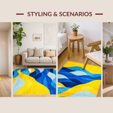 Ultra Soft Area Rug, Non Slip, Stain Resistant, Washable Area Rugs for Living Room, Bedroom, Elegant Colorful Swirl Pattern(Yellow)