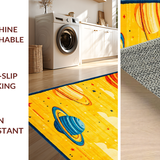 Ultra Soft Area Rug, Non Slip, Stain Resistant, Washable Area Rugs for Living Room, Bedroom, Celestial Vivid Cartoon Imagery(Yellow)