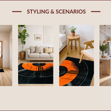 Ultra Soft Area Rug, Non Slip, Stain Resistant, Washable Area Rugs for Living Room, Bedroom, Eclectic Retro Music Motif(Orange)