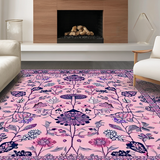 Ultra Soft Area Rug, Non Slip, Stain Resistant, Washable Area Rugs for Living Room, Bedroom, Bright Funky Nature-Inspired Vibes(Pink)