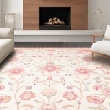 Ultra Soft Area Rug, Non Slip, Stain Resistant, Washable Area Rugs for Living Room, Bedroom, Graceful Floral Lattice Design(White)