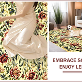 Ultra Soft Area Rug, Non Slip, Stain Resistant, Washable Area Rugs for Living Room, Bedroom, Citron Green Floral Rug for Meditation Space(Beige)