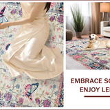 Ultra Soft Area Rug, Non Slip, Stain Resistant, Washable Area Rugs for Living Room, Bedroom, Charming Butterfly Floral Aesthetic(White)