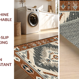Ultra Soft Area Rug, Non Slip, Stain Resistant, Washable Area Rugs for Living Room, Bedroom, Rustic Geometric Motif Design(Brown)