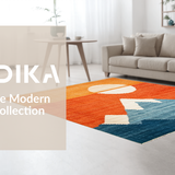 Ultra Soft Area Rug, Non Slip, Stain Resistant, Washable Area Rugs for Living Room, Bedroom, Chic Contemporary Color Play(Orange)