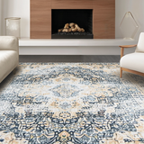 Ultra Soft Area Rug, Non Slip, Stain Resistant, Washable Area Rugs for Living Room, Bedroom, Luxurious Vintage Trellis Arrangement(Beige)