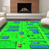 Engaging Geometric City Design Mat(Green)
