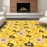 Ultra Soft Area Rug, Non Slip, Stain Resistant, Washable Area Rugs for Living Room, Bedroom, Charming Eclectic Nature Design(Yellow)