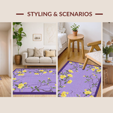 Ultra Soft Area Rug, Non Slip, Stain Resistant, Washable Area Rugs for Living Room, Bedroom, Charming Lavender Floral Aesthetic(Purple)