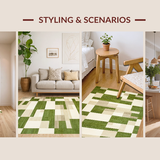 Ultra Soft Area Rug, Non Slip, Stain Resistant, Washable Area Rugs for Living Room, Bedroom, Serene Earthy Geometric Design(Green)