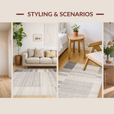 Ultra Soft Area Rug, Non Slip, Stain Resistant, Washable Area Rugs for Living Room, Bedroom, Striking Geometric Earth Tones(Gray)