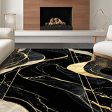 Ultra Soft Area Rug, Non Slip, Stain Resistant, Washable Area Rugs for Living Room, Bedroom, Sleek Abstract Minimalist Appeal(Black)