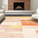 Ultra Soft Area Rug, Non Slip, Stain Resistant, Washable Area Rugs for Living Room, Bedroom, Dynamic Geometric Cream Accent(Orange)