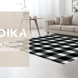 Ultra Soft Area Rug, Non Slip, Stain Resistant, Washable Area Rugs for Living Room, Bedroom, Sleek Neutral Lattice Visual Style(Black)