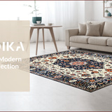 Ultra Soft Area Rug, Non Slip, Stain Resistant, Washable Area Rugs for Living Room, Bedroom, Rustic Floral Medallion Aesthetic(White)