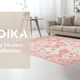 Ultra Soft Area Rug, Non Slip, Stain Resistant, Washable Area Rugs for Living Room, Bedroom, Vibrant Floral Boho Inspiration(Ivory)
