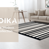 Ultra Soft Area Rug, Non Slip, Stain Resistant, Washable Area Rugs for Living Room, Bedroom, Graphic Linear Bar Rug With Striking Black And White Band Contrast(Gray)