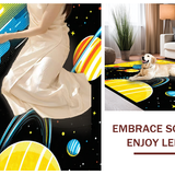 Ultra Soft Area Rug, Non Slip, Stain Resistant, Washable Area Rugs for Living Room, Bedroom, Galactic Cartoon Planet Motif(Yellow)