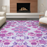 Ultra Soft Area Rug, Non Slip, Stain Resistant, Washable Area Rugs for Living Room, Bedroom, Stylish Rustic Floral Accent(Purple)