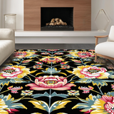 Ultra Soft Area Rug, Non Slip, Stain Resistant, Washable Area Rugs for Living Room, Bedroom, Sleek Black and Yellow Geometric Pattern(Black)