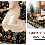 Ultra Soft Area Rug, Non Slip, Stain Resistant, Washable Area Rugs for Living Room, Bedroom, Whimsical Boho Insect Print Bedroom Rug Black(Black)