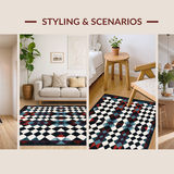 Ultra Soft Area Rug, Non Slip, Stain Resistant, Washable Area Rugs for Living Room, Bedroom, Vibrant Modern Geometric Outdoor Piece(Black)