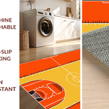 Ultra Soft Area Rug, Non Slip, Stain Resistant, Washable Area Rugs for Living Room, Bedroom, Dynamic Basketball Court Aesthetic(Orange)