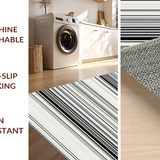 Ultra Soft Area Rug, Non Slip, Stain Resistant, Washable Area Rugs for Living Room, Bedroom, Artisanal Woven Linear Pattern Rug with Chic Monochrome Stripes(Black)